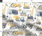 Nursery Construction Yellow Gray Trucks Kids Building Watercolor Bulldozer Excavator Custom Printed Fabric by Spoonflower Various Fabrics by the Yard or Fat Quarter